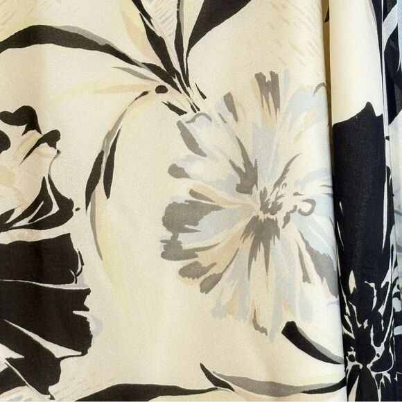 Talbots Floral Black and Cream Silk Skirt lined size 14 - Picture 3 of 7